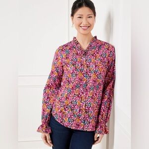 Talbots Ruffle Top - Gathered Leaves Medium